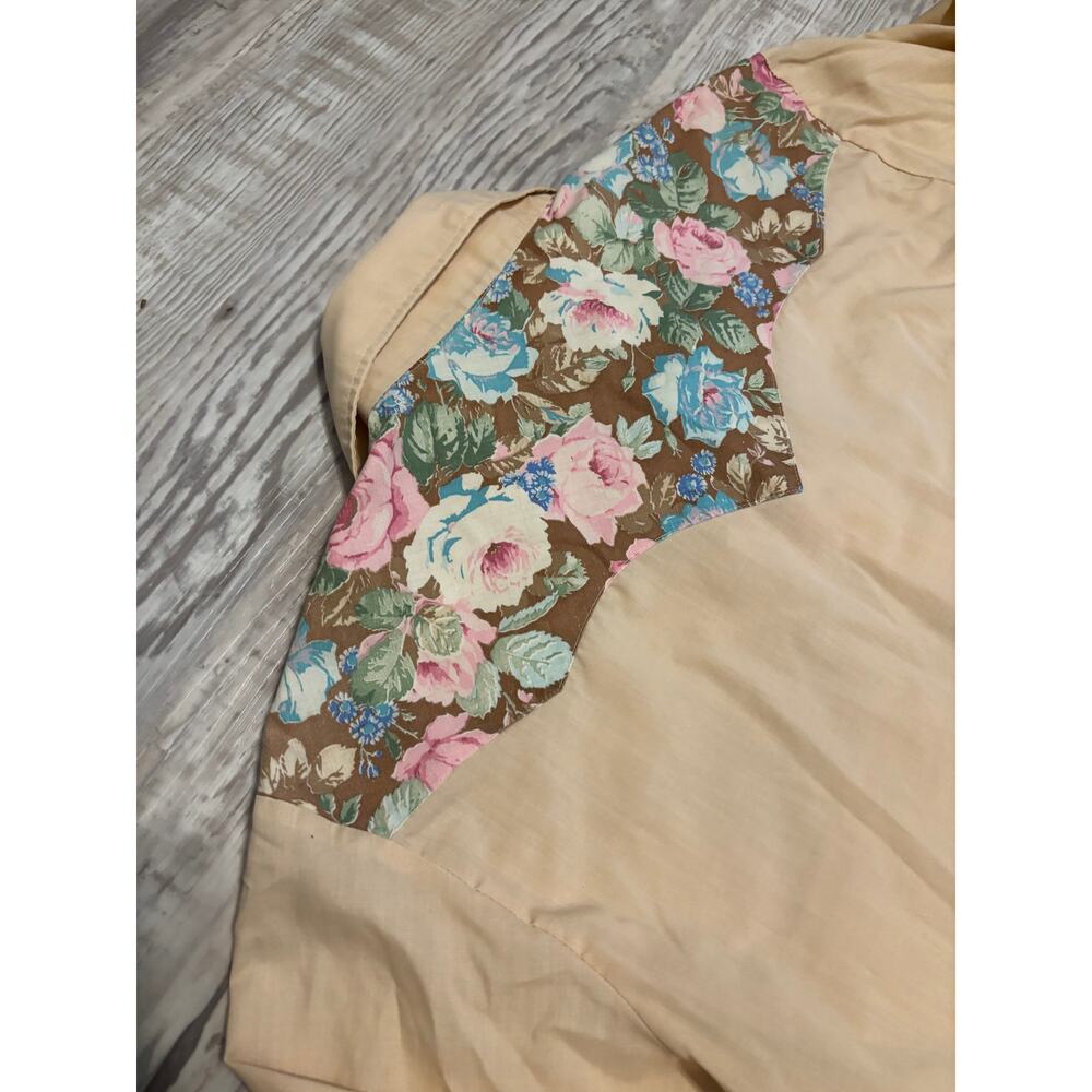 vintage peach/floral classic western pearl snap - Picture 6 of 6